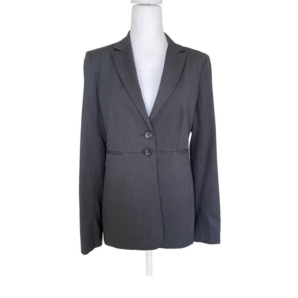 Vintage Y2K BCBG Paris Black Pinstripe Blazer Sz 4 Minimalist Parisian Edgy NWOT